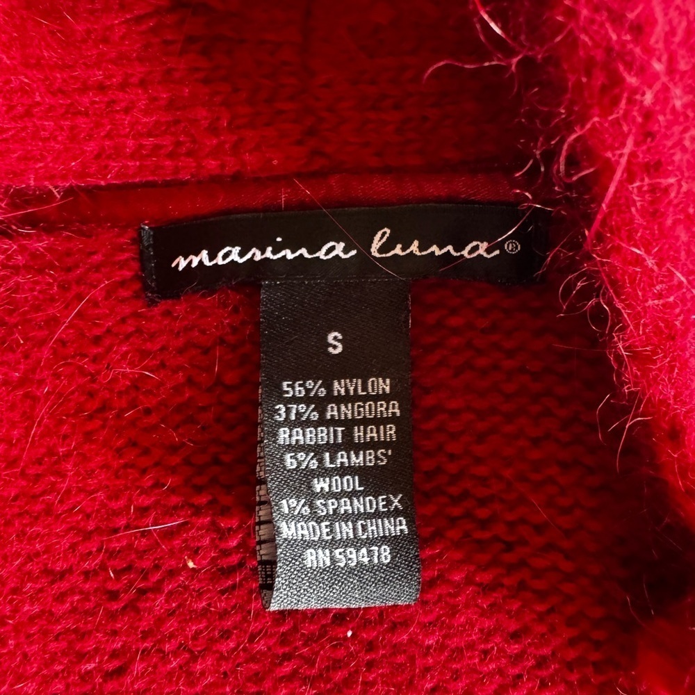 Marina Luna Red Ruffled Cardigan Size Small - Picture 8 of 11